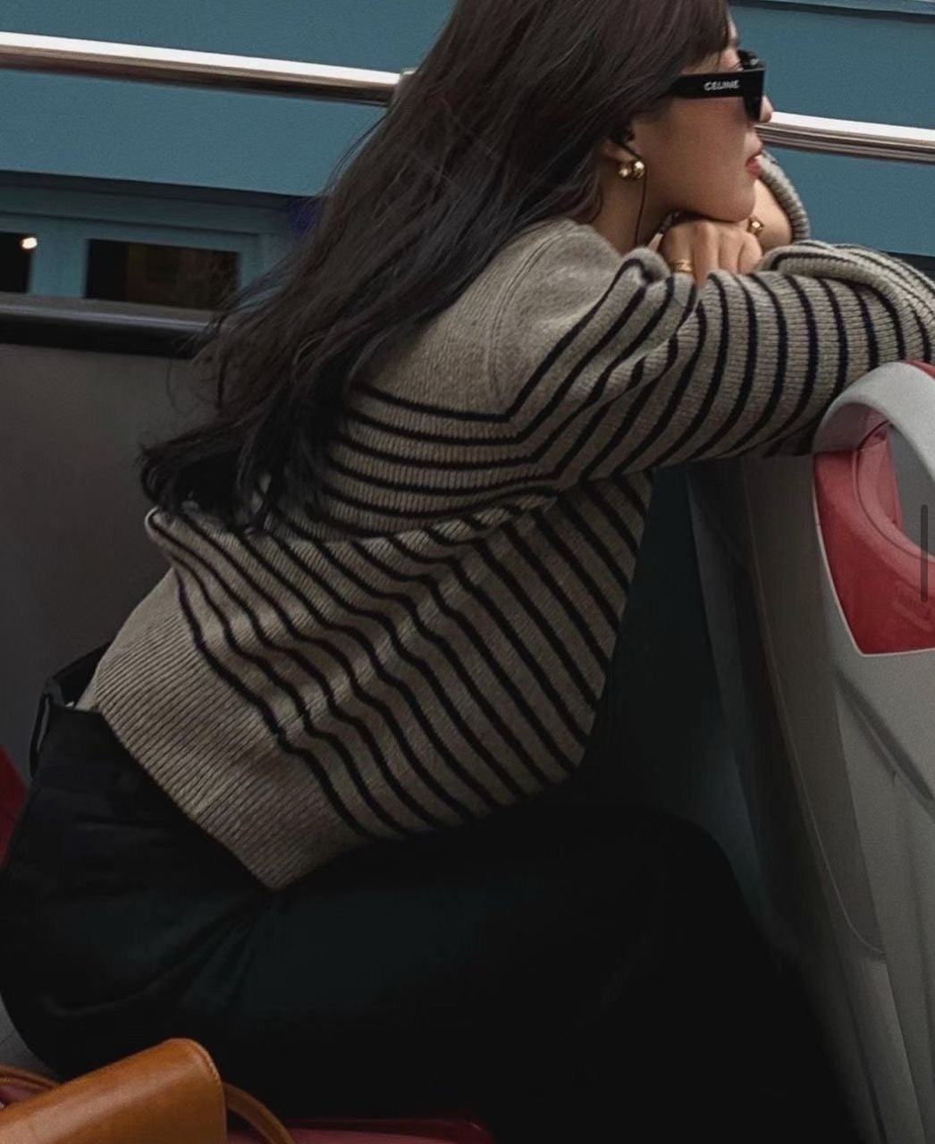 ♡經典法式半高領條紋針織衫♡ (C251009)