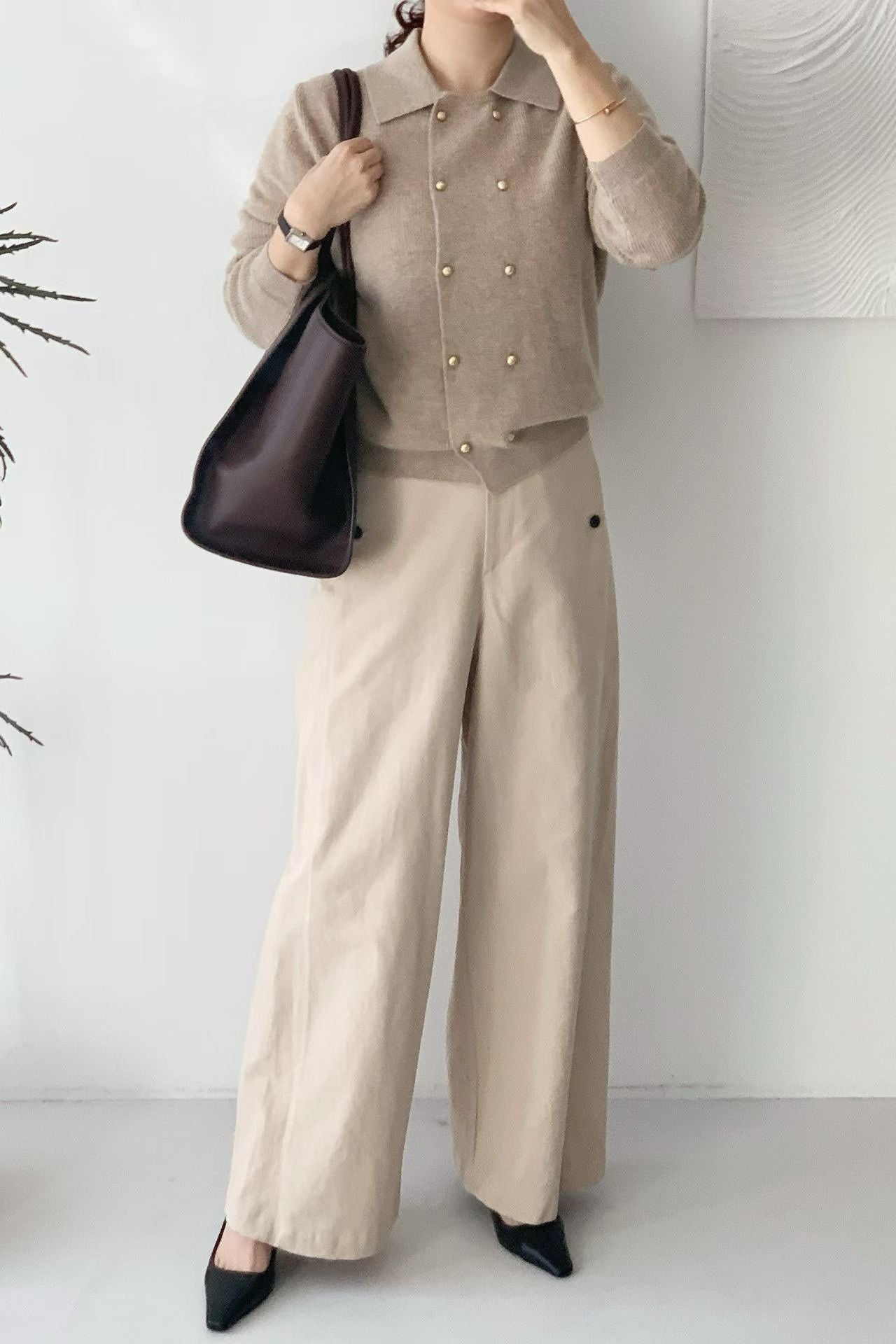 ♡法式雅緻雙排金扣針織上衣/外套♡ (C251272)