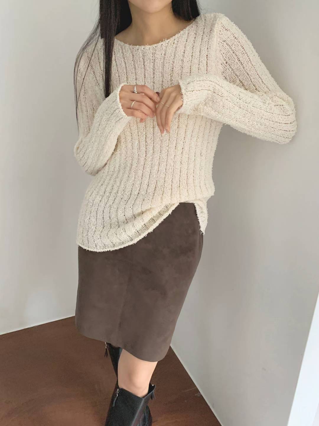 ♡顯瘦圈圈紗羅紋針織上衣♡ (C251144)