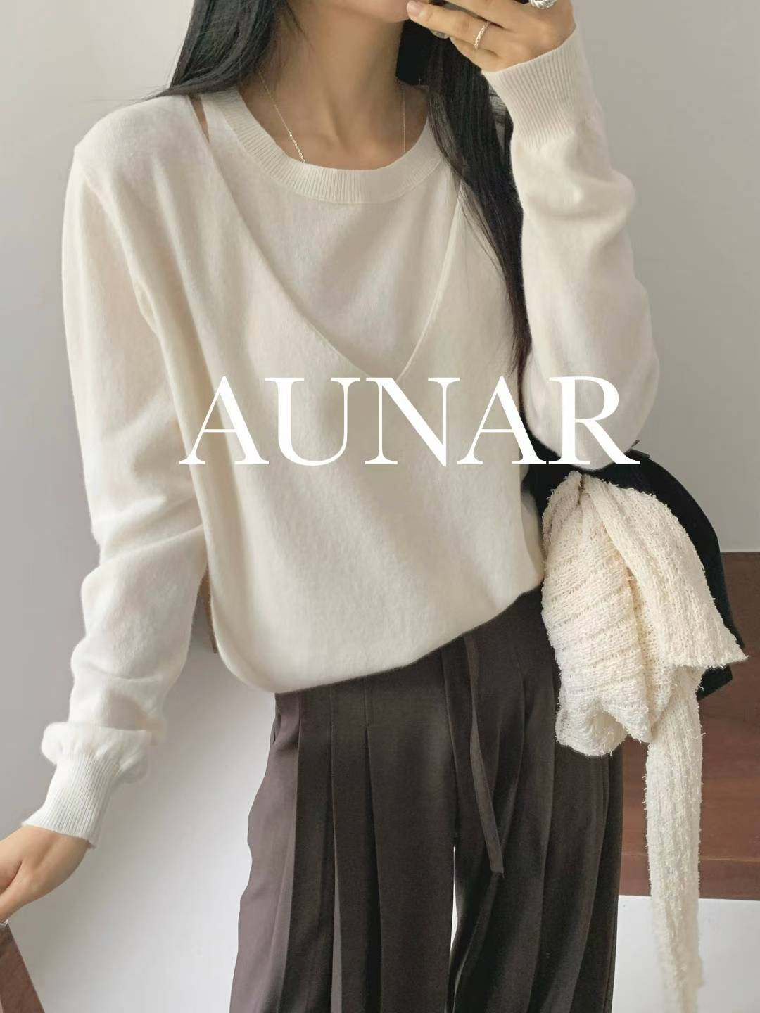 ♡假兩件層次設計感針織上衣♡ (C251145)