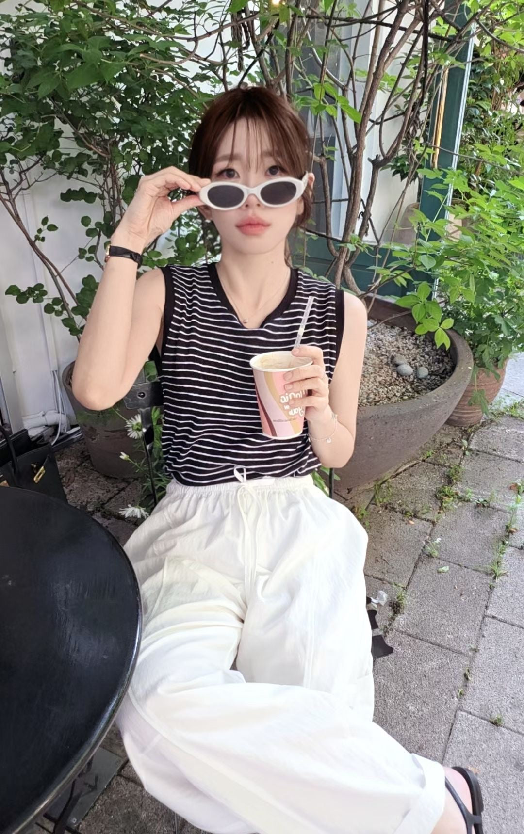 ♡Oni家♡經典條紋削肩背心T (C260662)