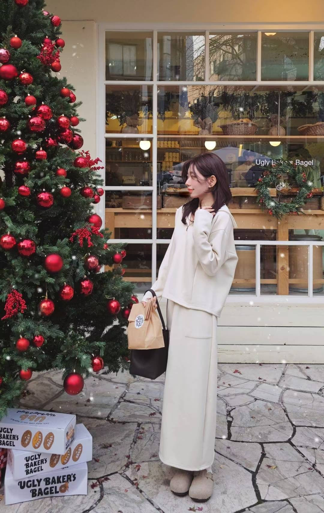 ♡Oni家♡ 質感混羊毛羅馬布拉鍊上衣 (C251287)