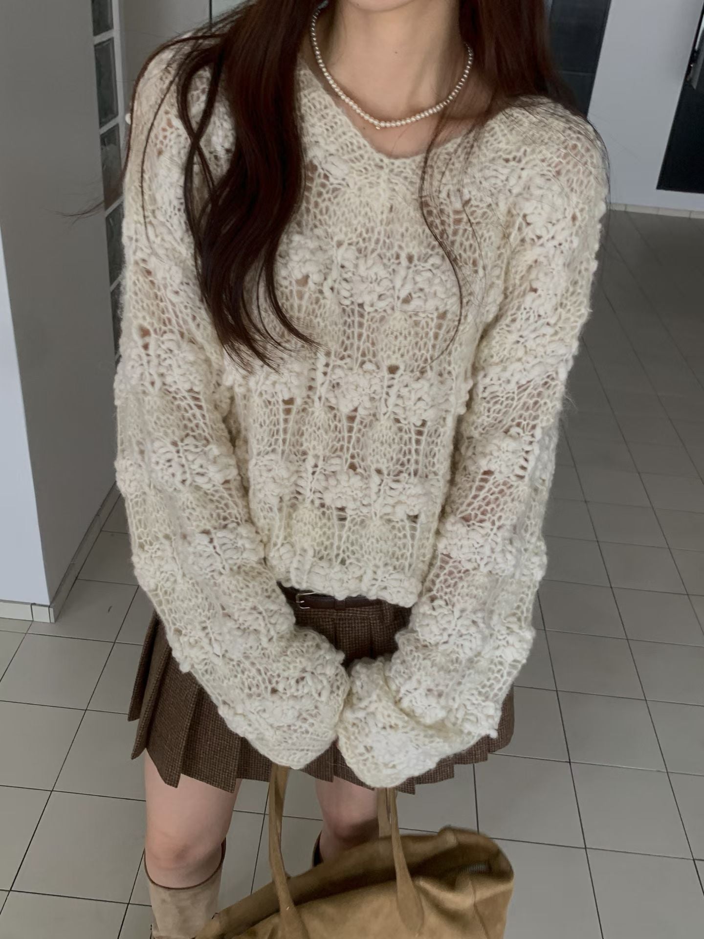 ♡立體花朵手工寬鬆毛衣♡ (C251028)