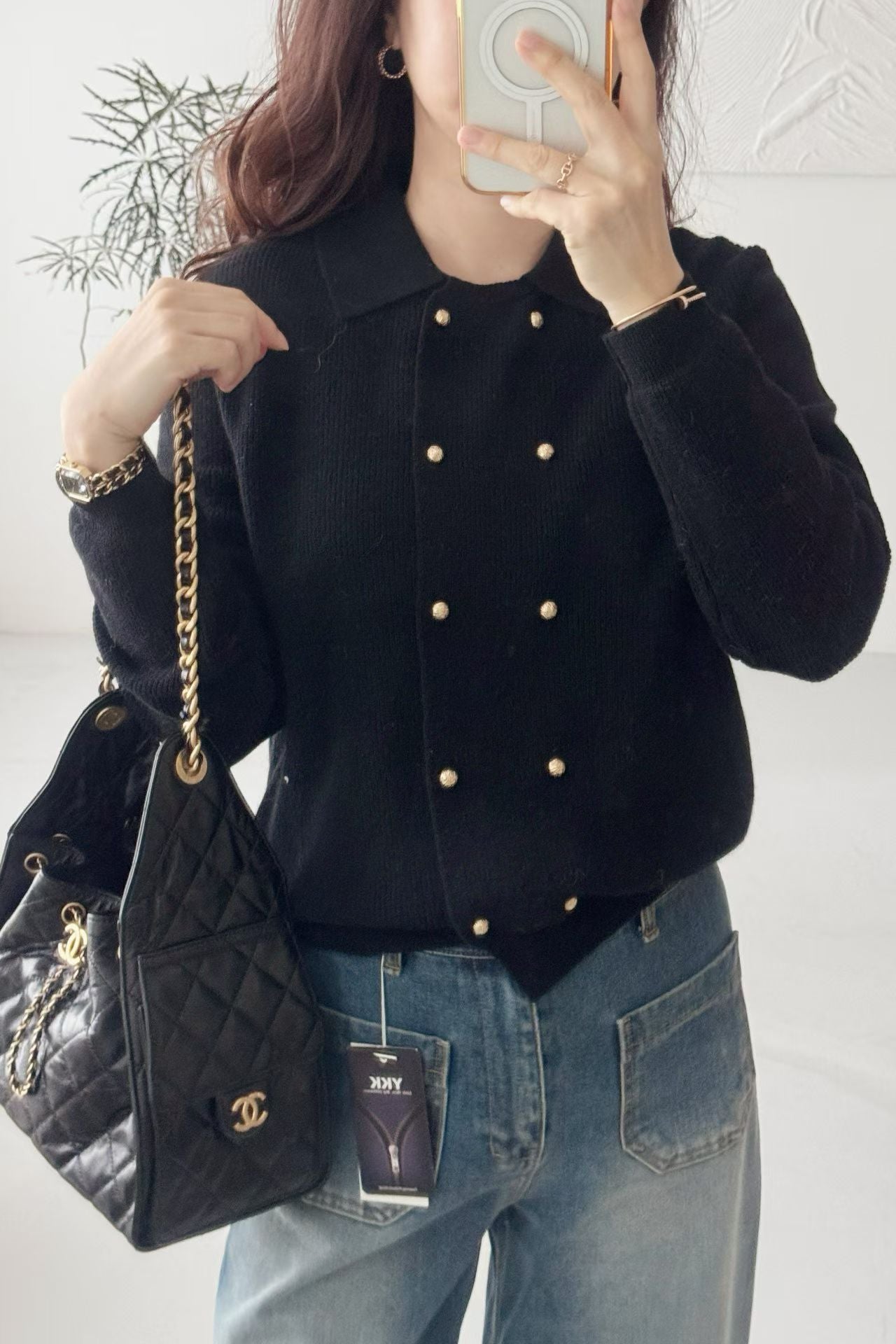 ♡法式雅緻雙排金扣針織上衣/外套♡ (C251272)