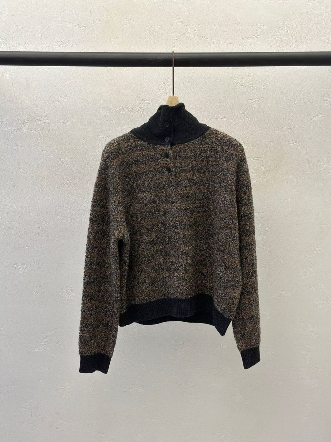 ♡粗花紋理排扣半高領毛衣♡ (C251239)