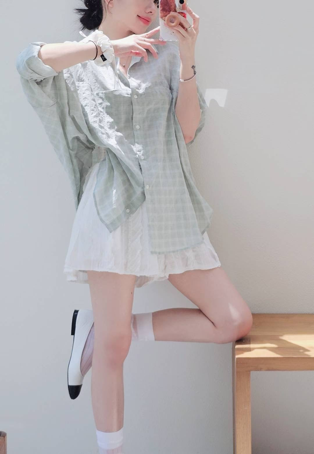 ♡Oni家♡經典百搭格紋休閒襯衫 (C250822)