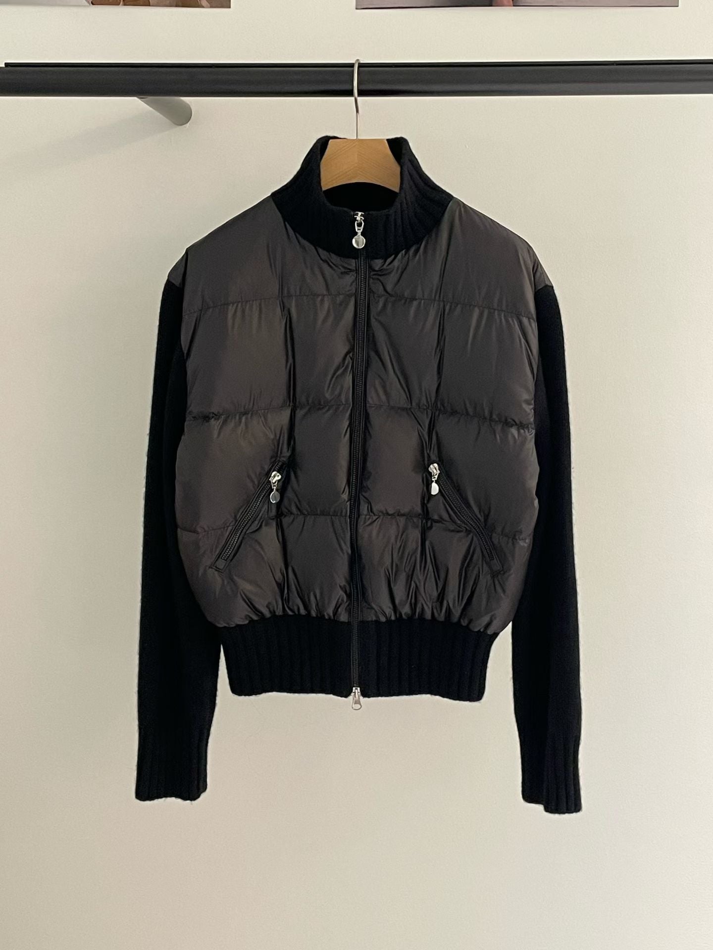 ♡輕暖修身雙材質羽絨針織外套♡ (C251110)