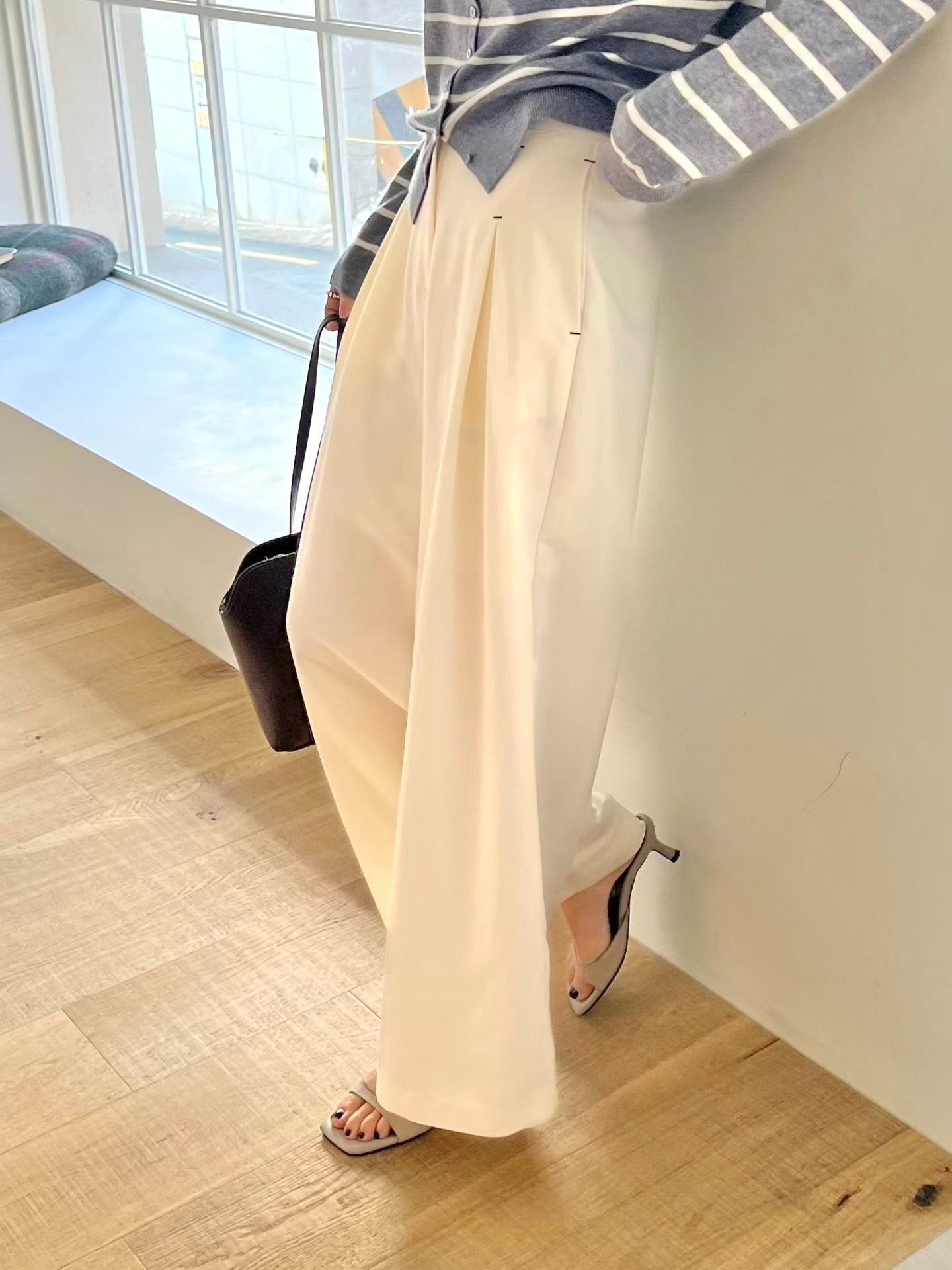♡高級感立體打褶闊腿褲♡ (C260417)