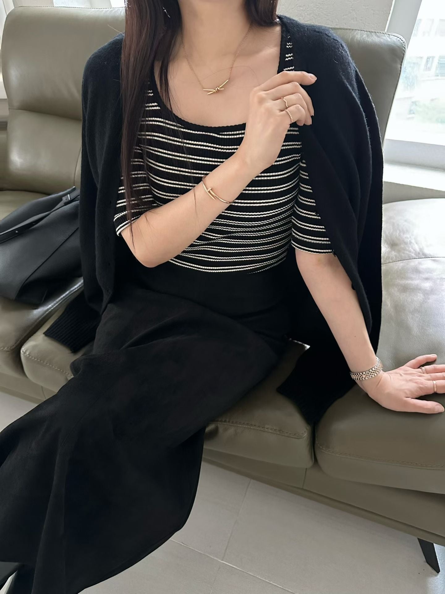 ♡方圓領兩穿五分袖上衣♡ (C251023)