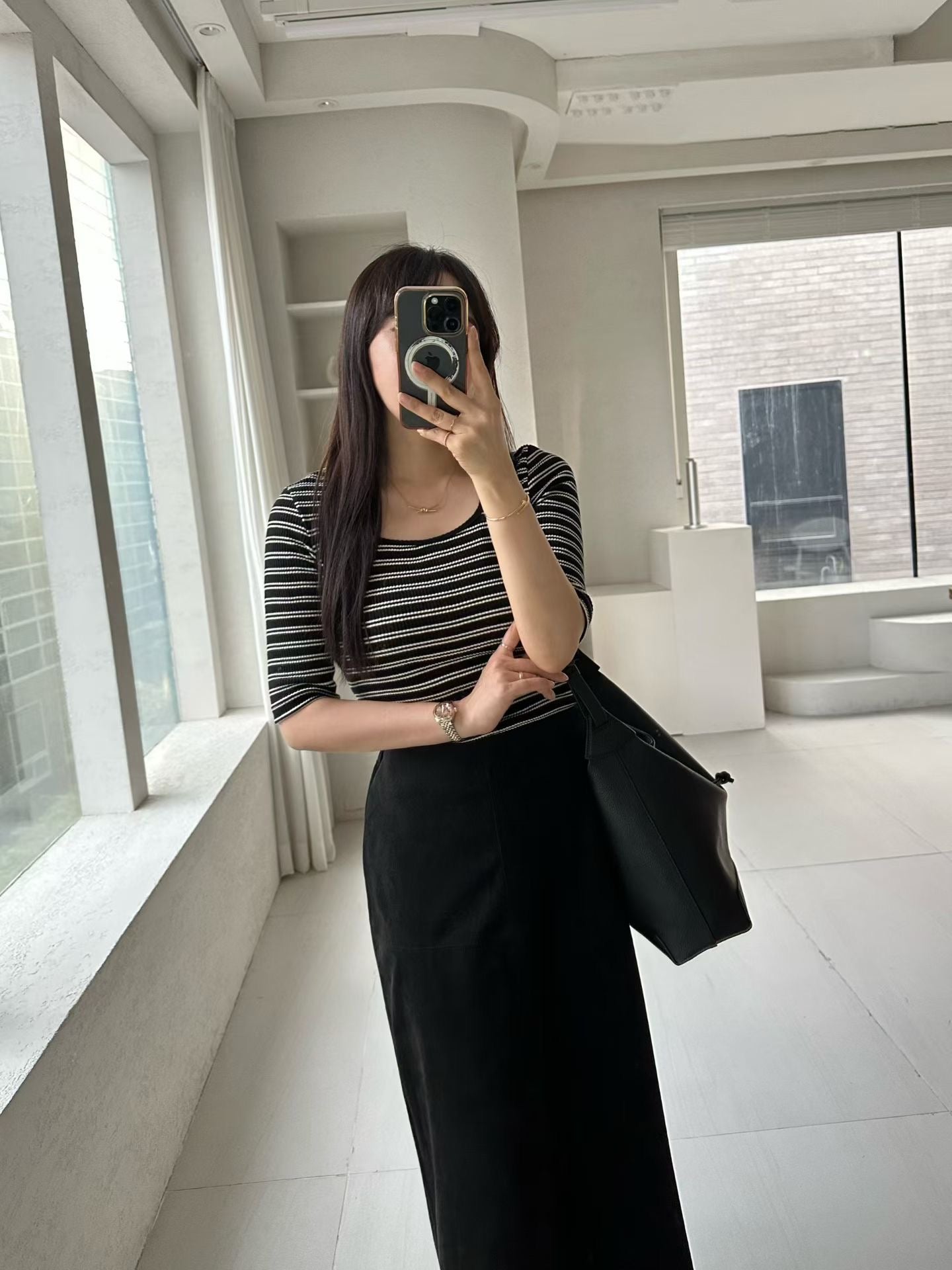 ♡方圓領兩穿五分袖上衣♡ (C251023)