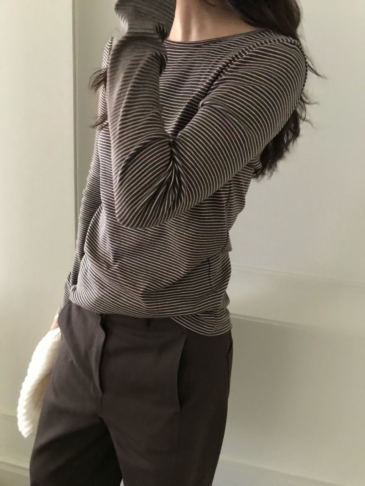 ♡Everyday柔棉細條紋親膚長Tee♡ (C251259)