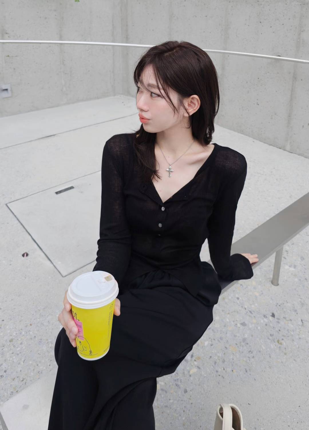 ♡Oni家♡開衩天絲羊毛亨利領T (C251004)