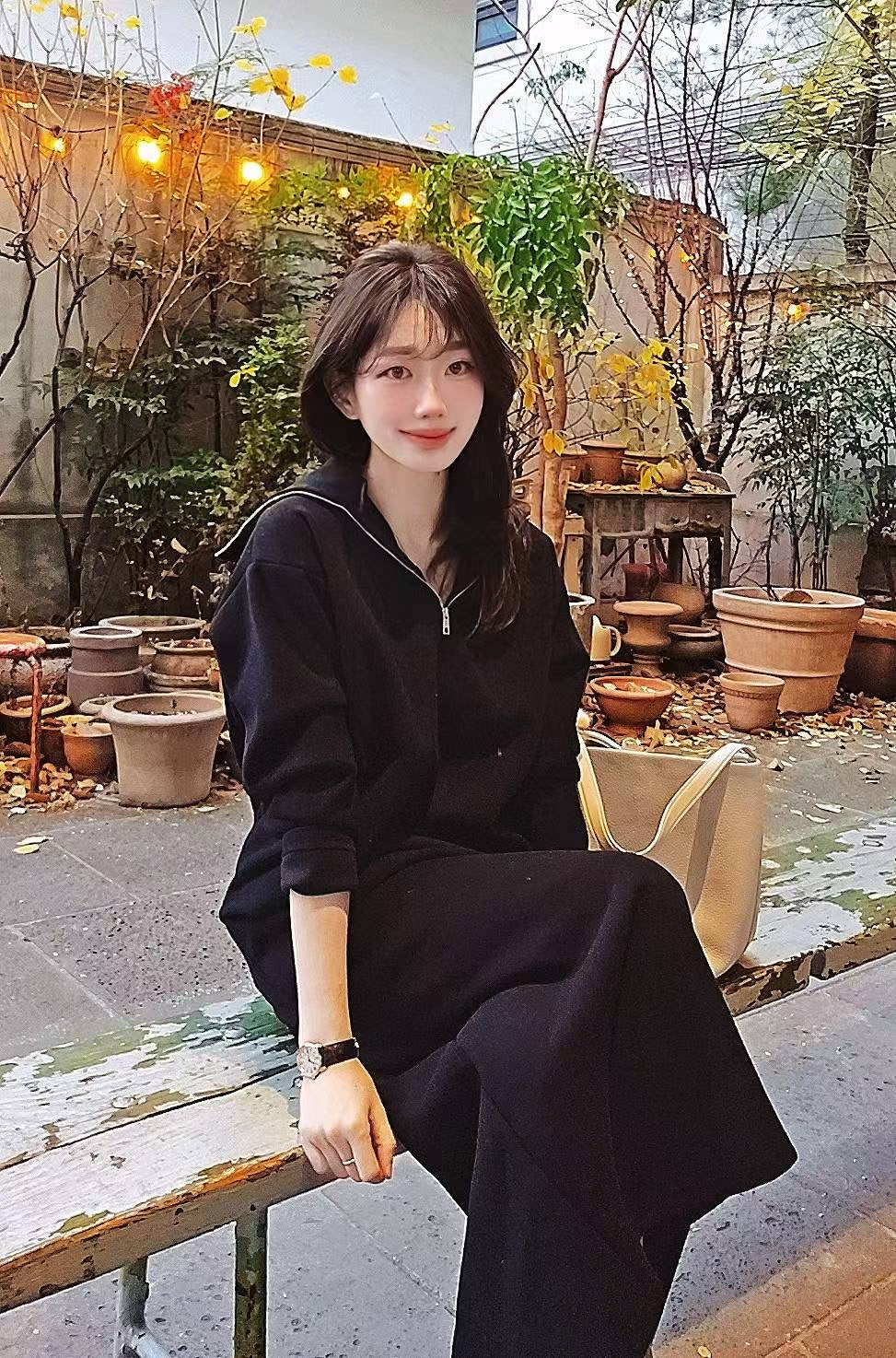 ♡Oni家♡ 質感混羊毛羅馬布拉鍊上衣 (C251287)