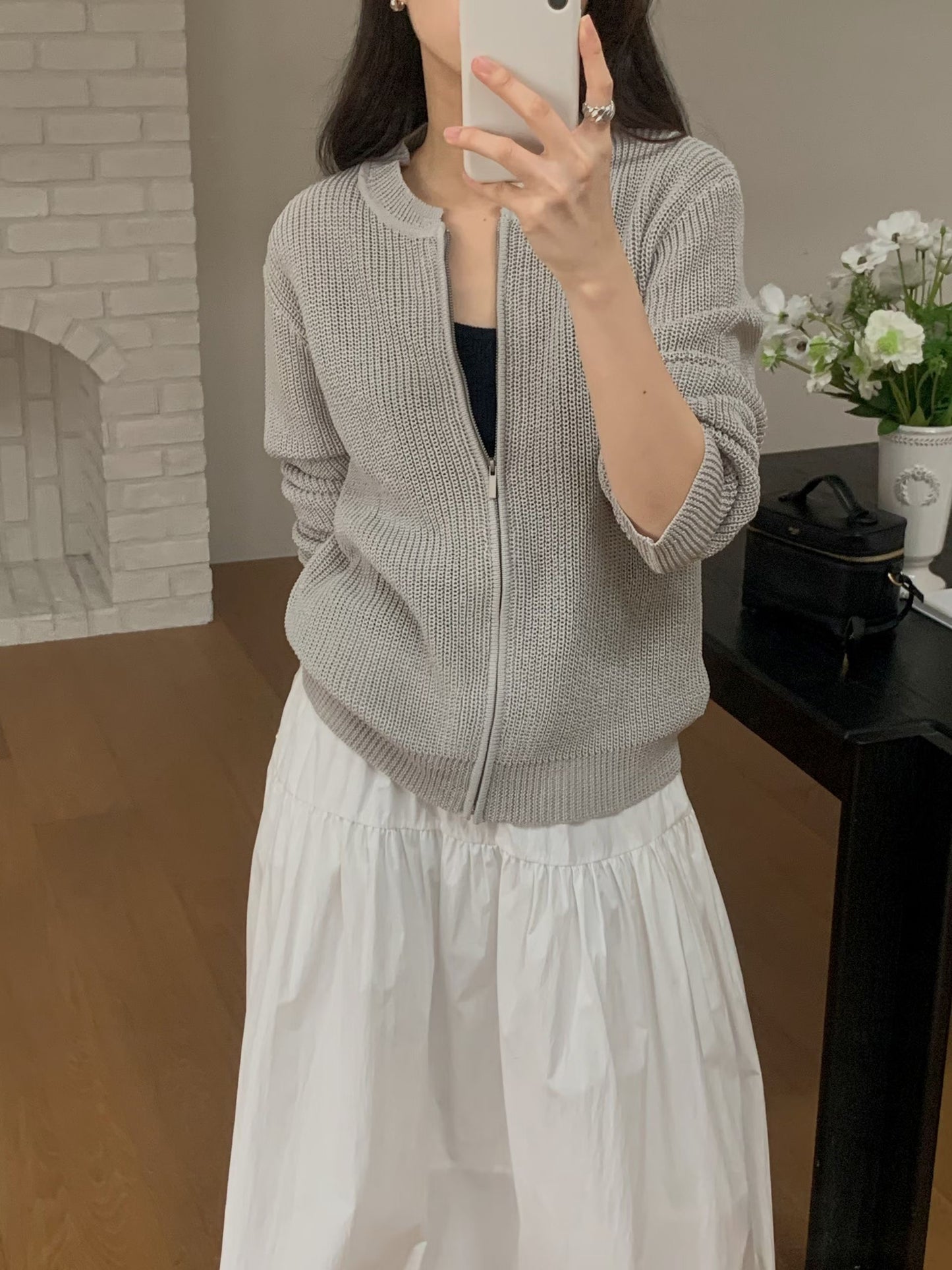 ♡簡約立體織紋質感拉鍊外套♡ (C260339)