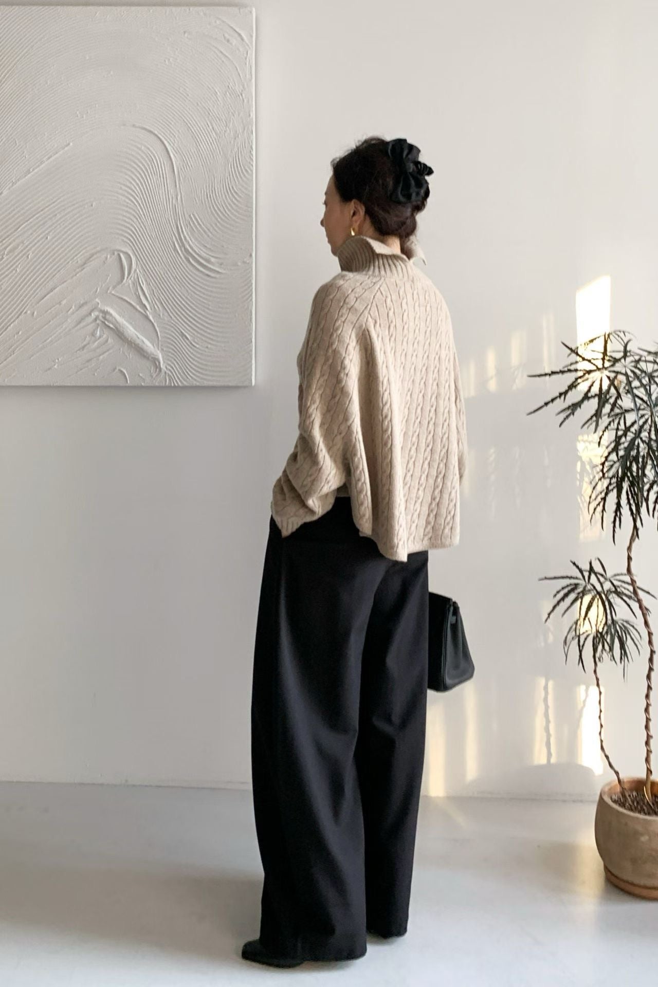 ♡輕鬆質感繭形麻花高領毛衣♡ (C251269)