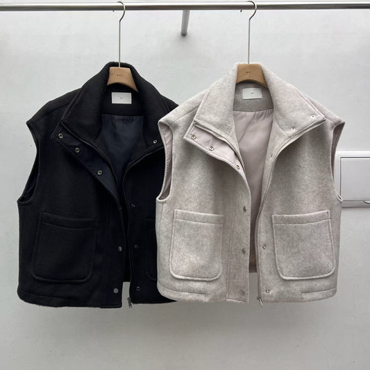 ♡翻領羊毛束口帶背心♡ (C251168)