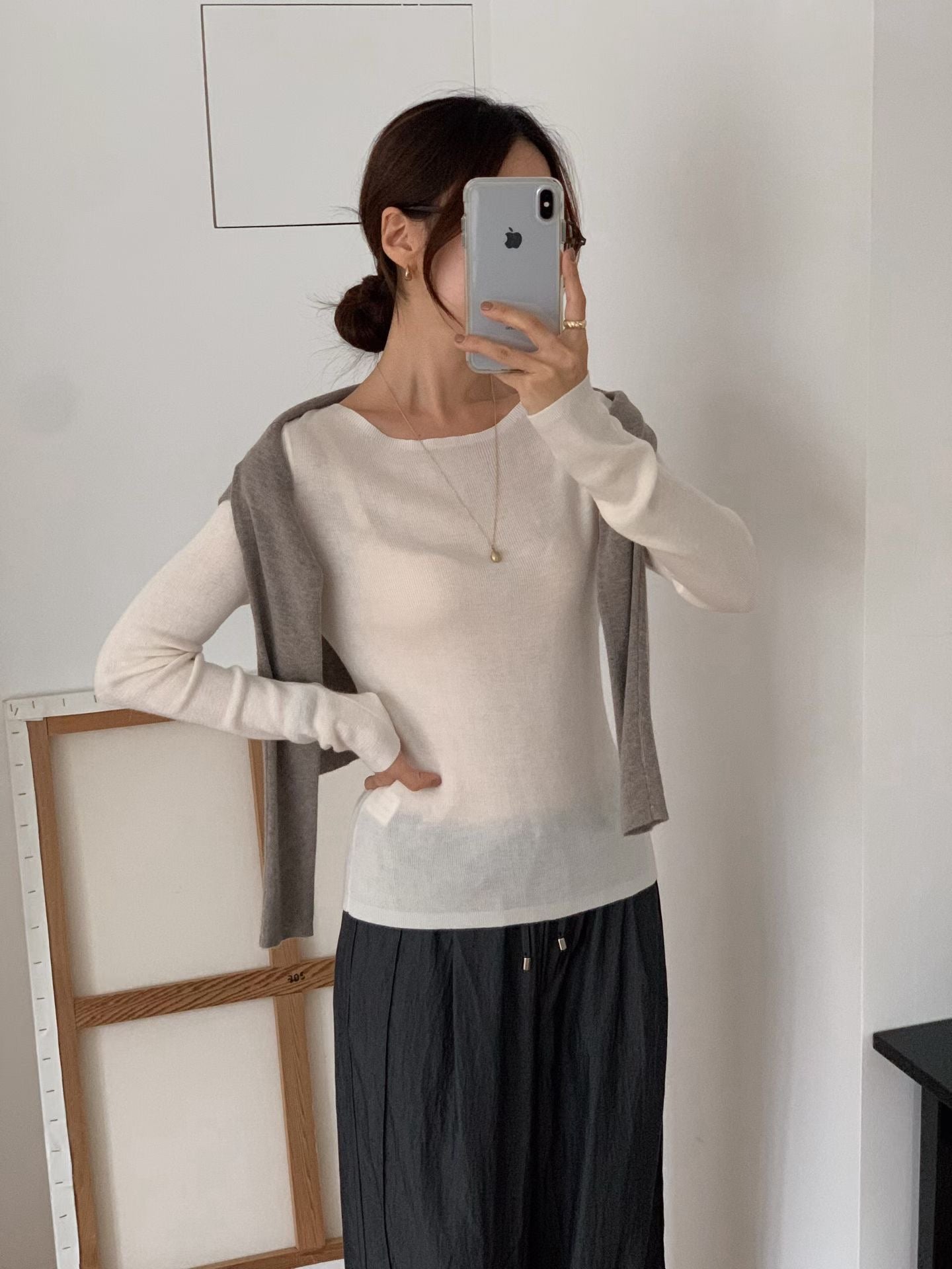 ♡顯瘦細針織船領薄長袖♡ (C251130)