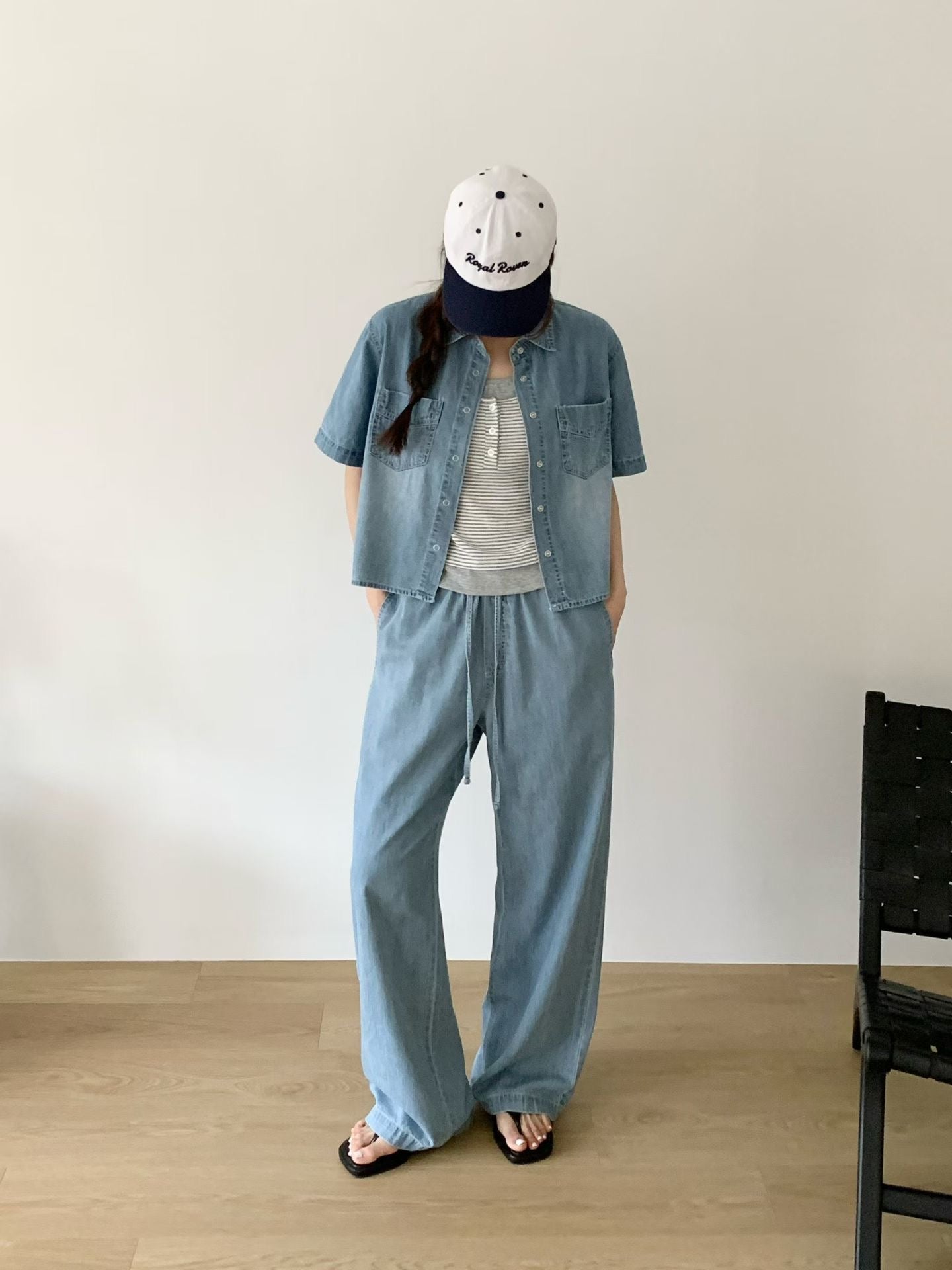 ♡夏季必收輕薄丹寧寬褲♡ (C260556)