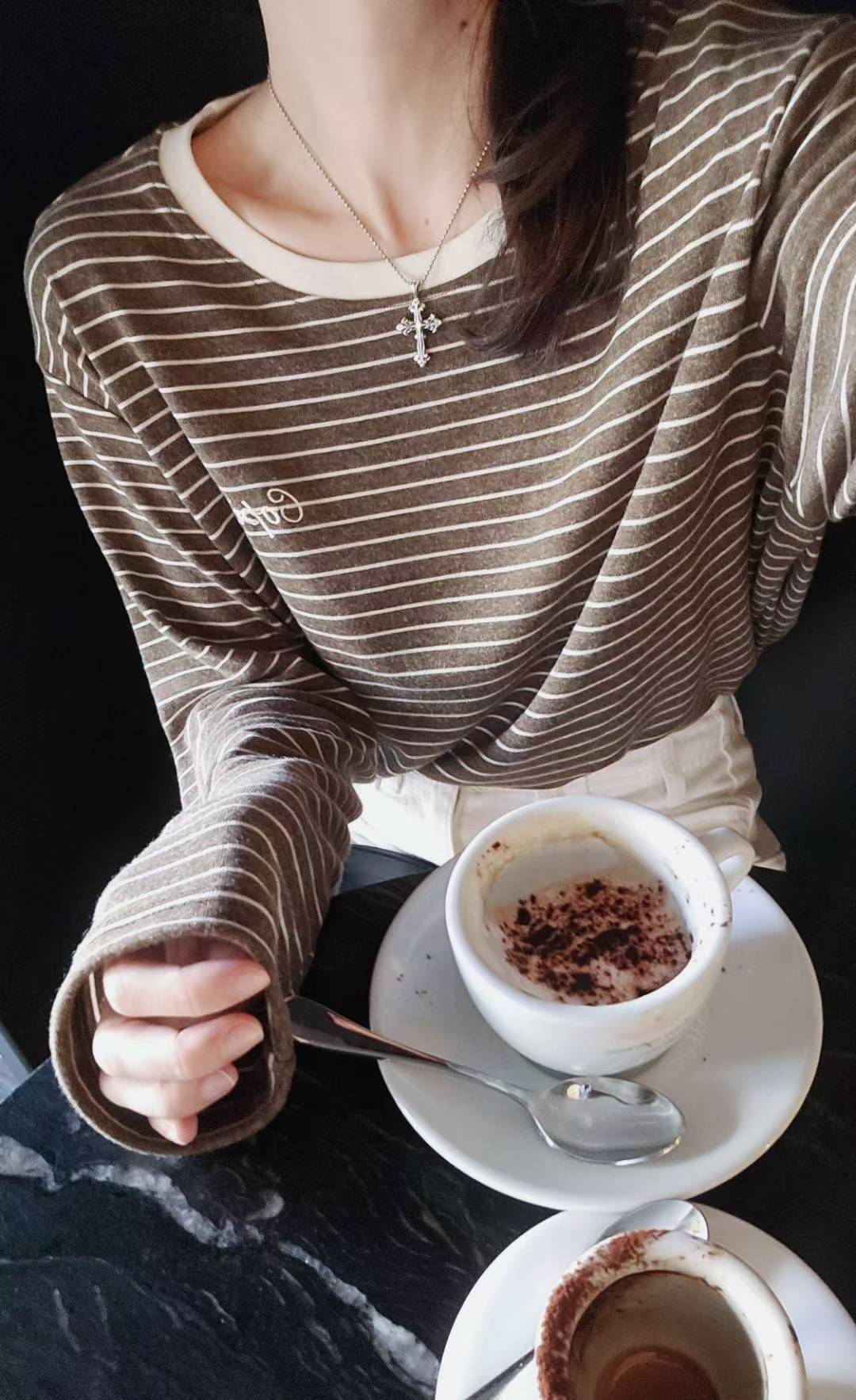 ♡Oni家♡品牌刺繡麻糬條紋T (C251152)