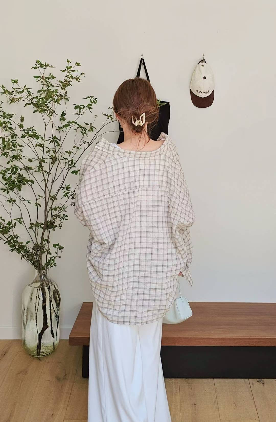 ♡Oni家♡經典百搭格紋休閒襯衫 (C250822)