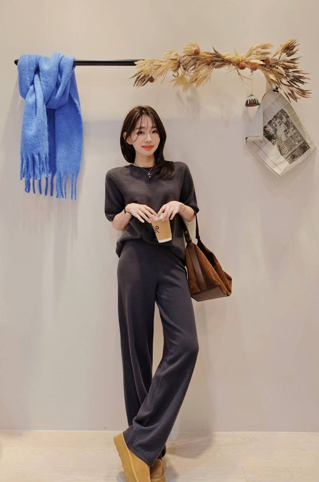 ♡Oni家♡100%羊絨喀什米爾修身長褲 (C251286)