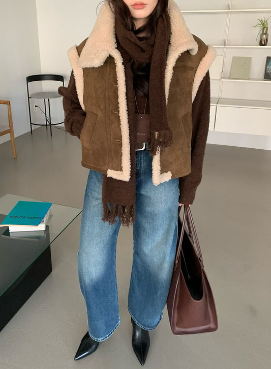 ♡迪羊羔麂皮背心♡ (C251213)