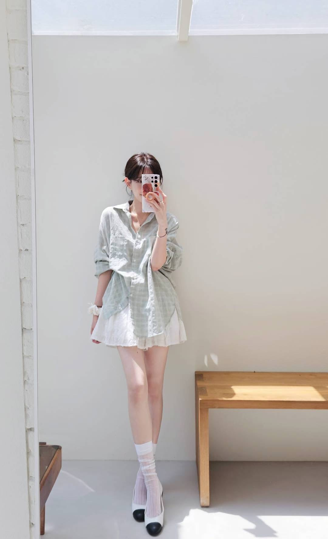 ♡Oni家♡經典百搭格紋休閒襯衫 (C250822)
