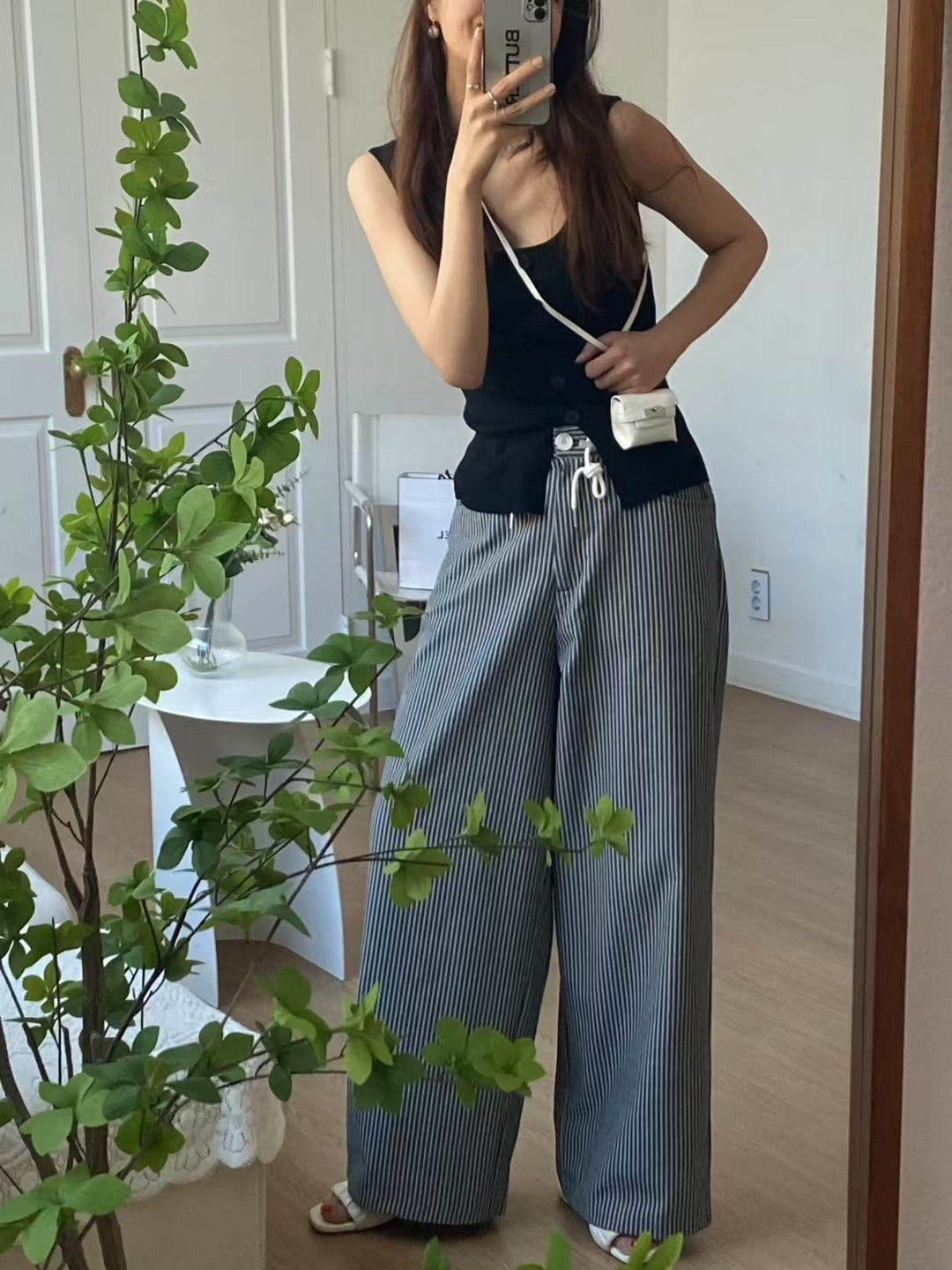♡立體條紋修飾寬褲♡ (C250807)