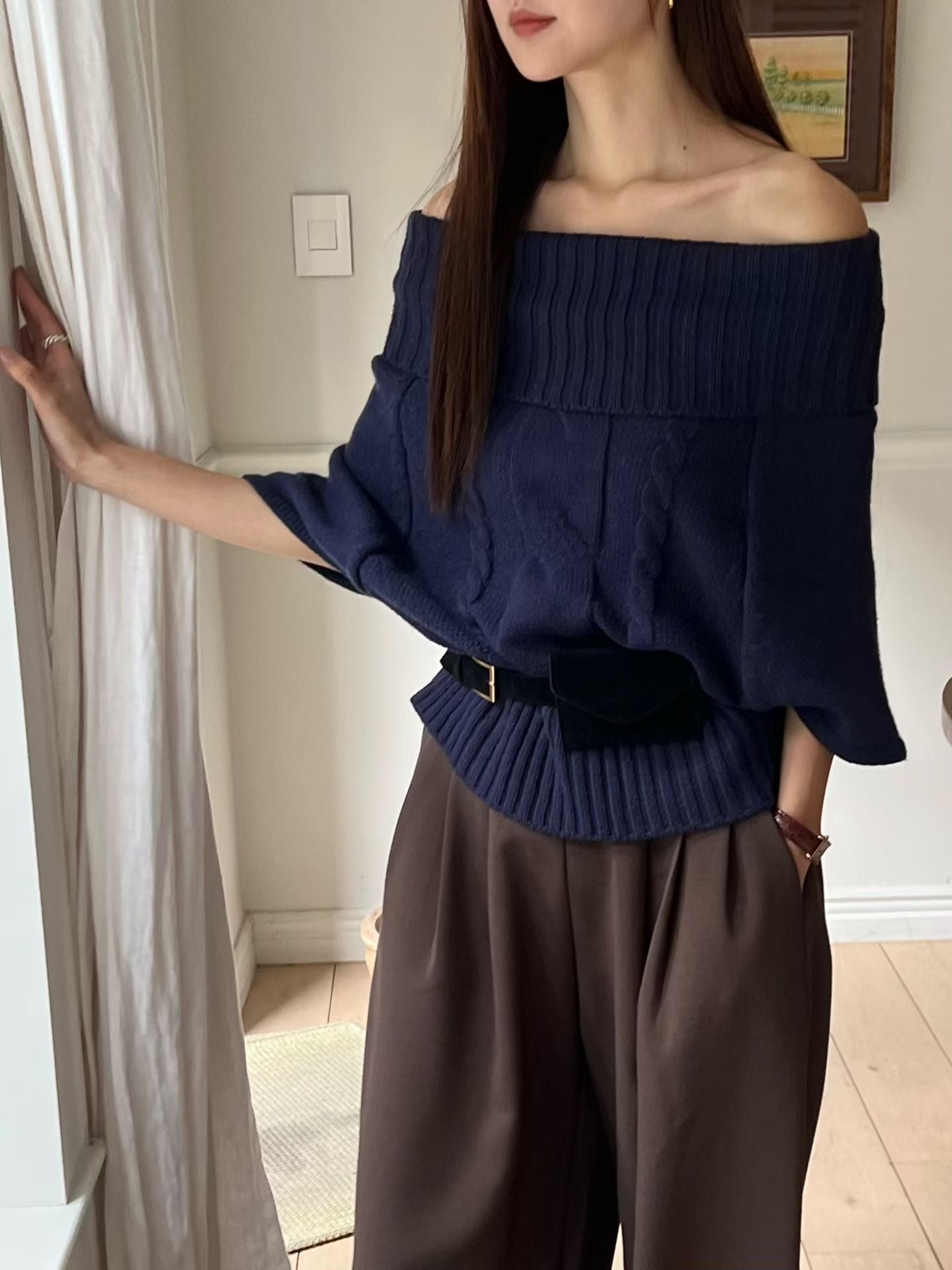 ♡一衣多穿斗篷感針織上衣♡ (C251128)