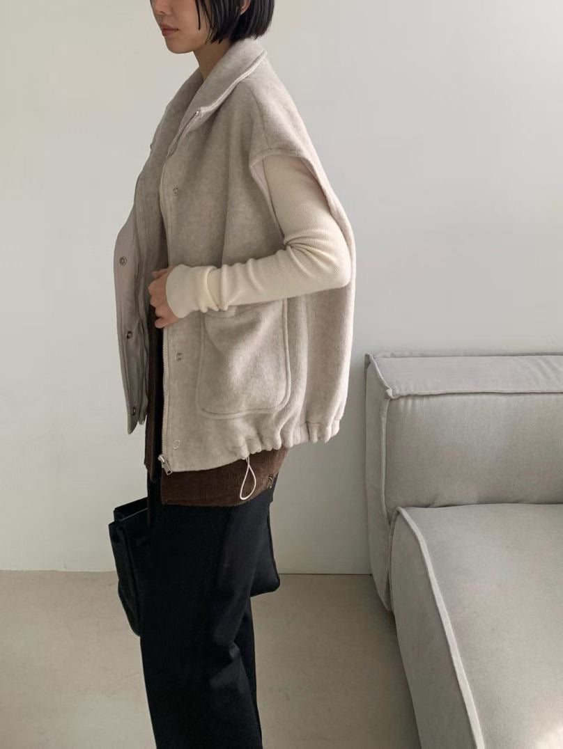 ♡翻領羊毛束口帶背心♡ (C251168)