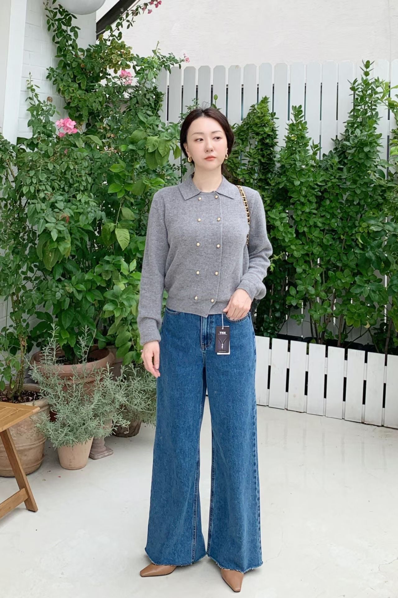 ♡法式雅緻雙排金扣針織上衣/外套♡ (C251272)