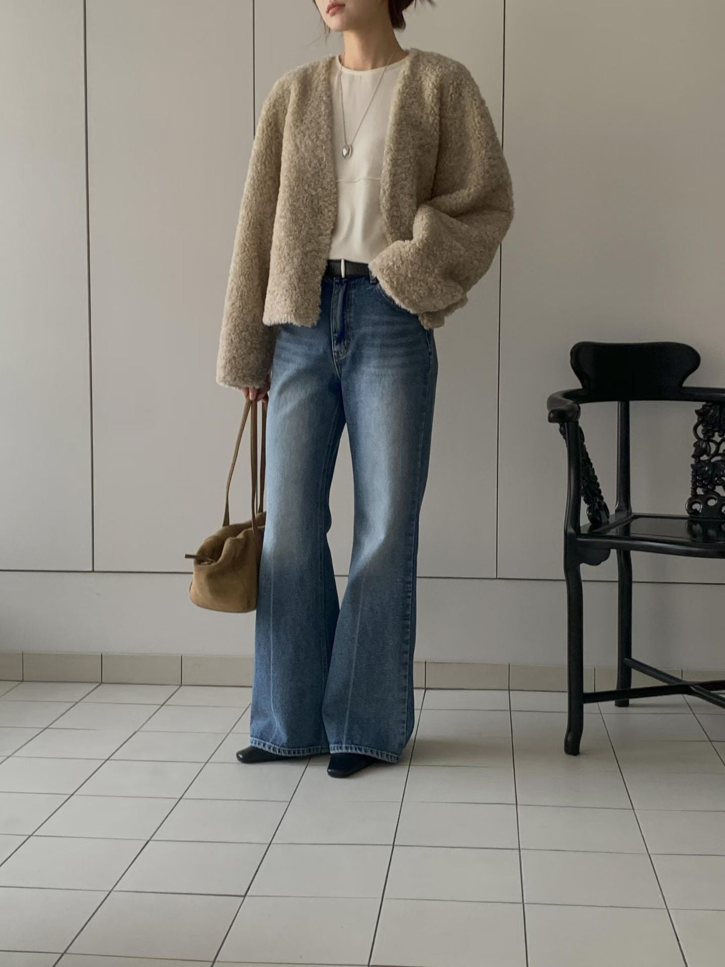 ♡超美刷色九頭身喇叭牛仔褲♡ (C251027)