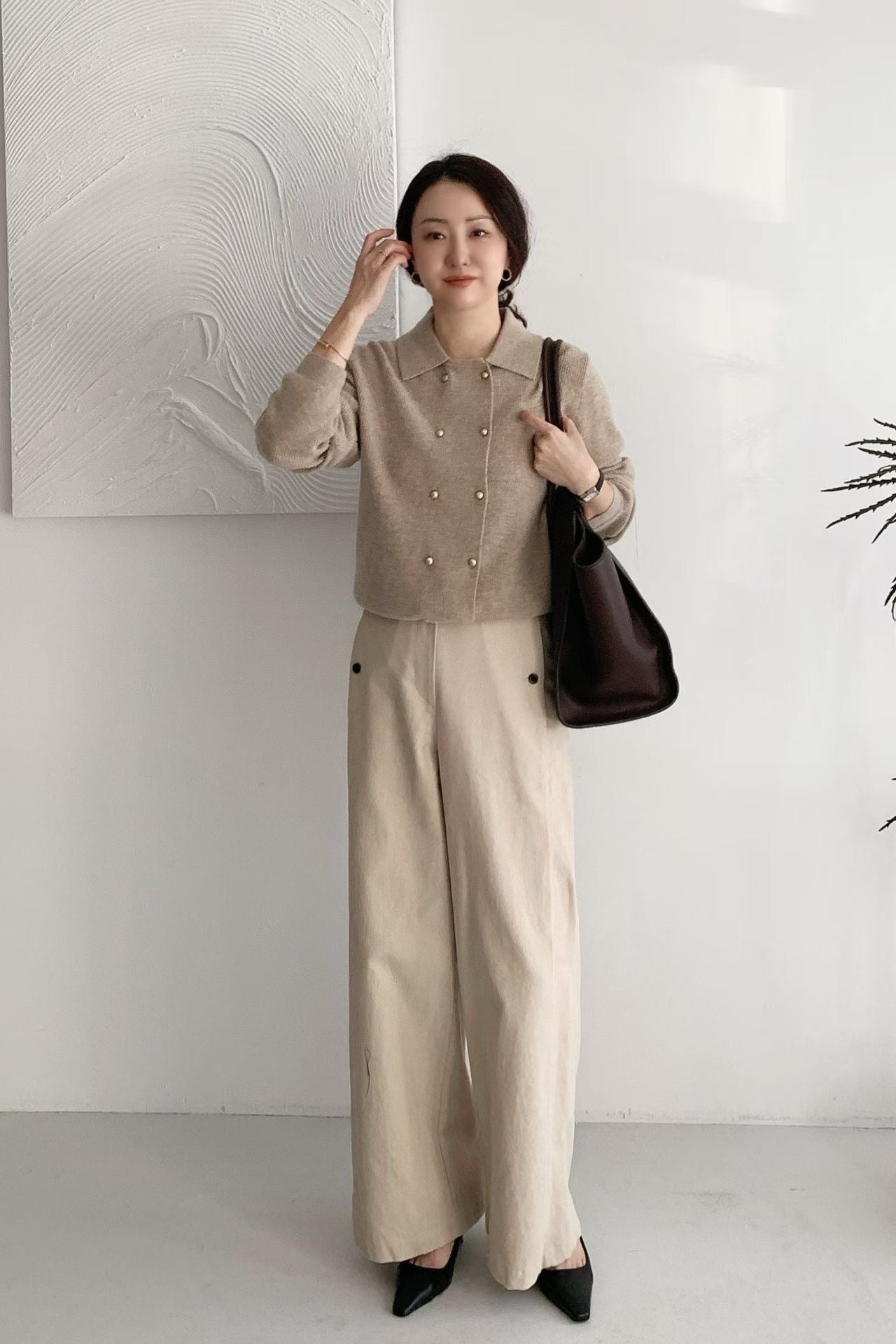 ♡法式雅緻雙排金扣針織上衣/外套♡ (C251272)