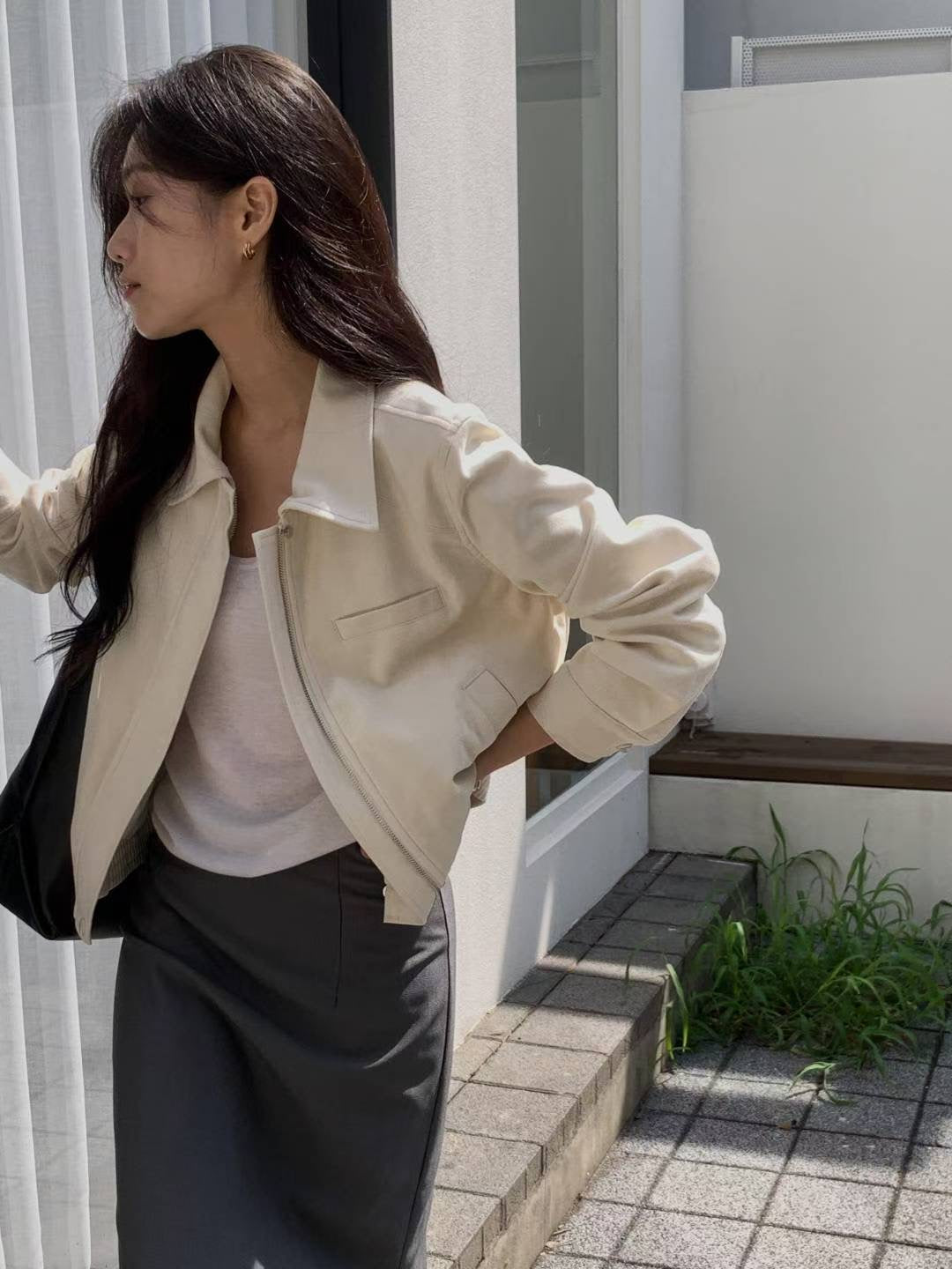 ♡極簡仿麂皮休閒夾克♡ (C251012)