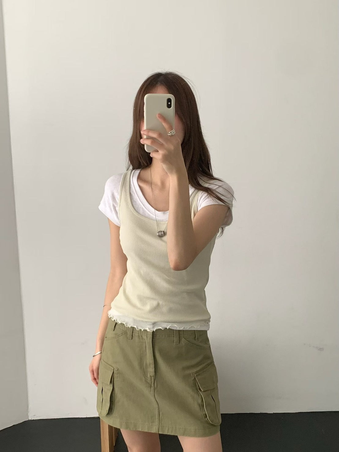 ♡率性工裝風立體口袋短裙 ♡ (C260637)