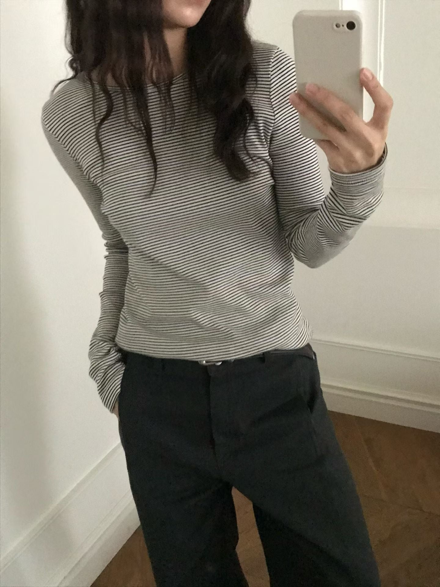 ♡Everyday柔棉細條紋親膚長Tee♡ (C251259)