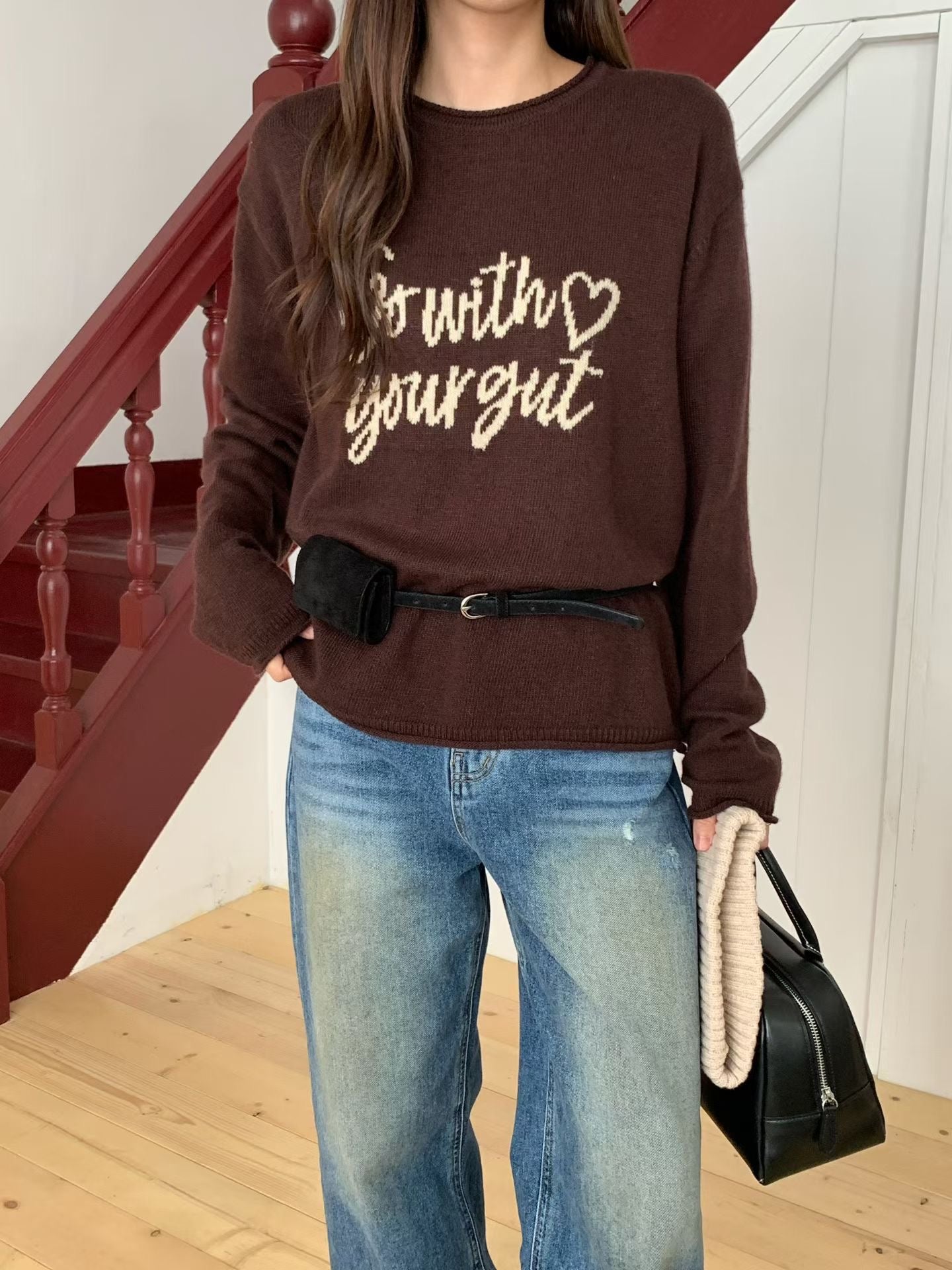 ♡活力字母圓領毛衣♡ (C251020)