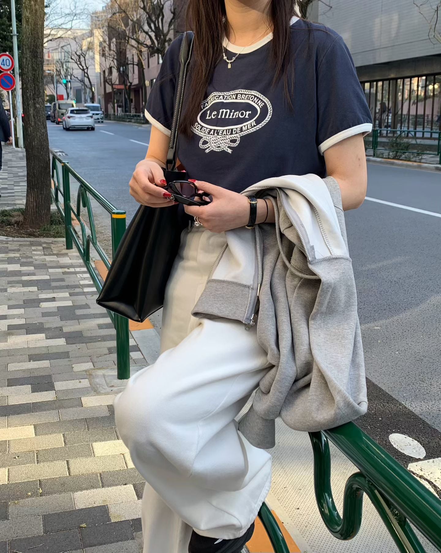 ♡法式復古撞色滾邊Logo短袖Ｔ♡ (C260341)