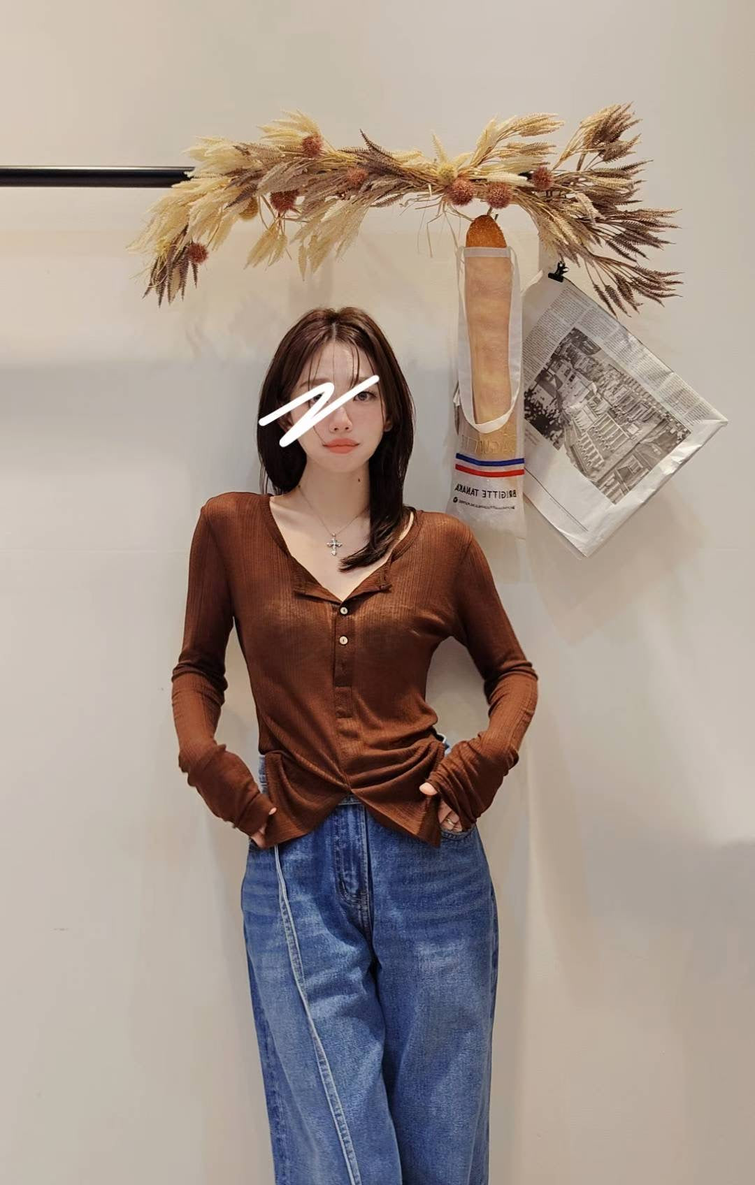 ♡Oni家♡開衩天絲羊毛亨利領T (C251004)