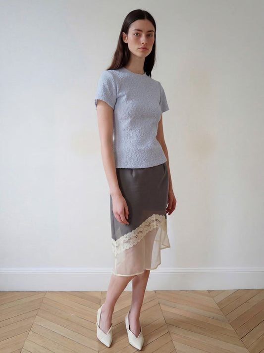 ♡ 質感立體紋理彈力短袖上衣♡ (C260318)
