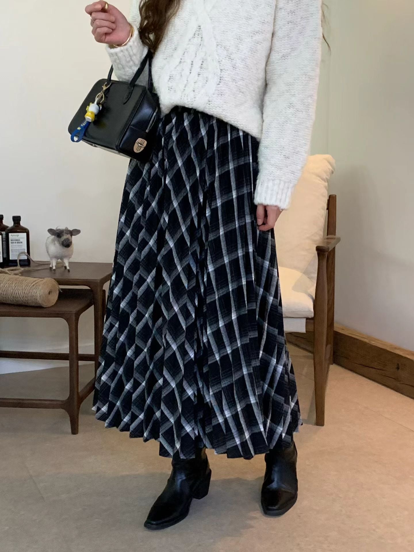 ♡氣質Oni家♡立體格韻垂墜百褶長裙 (C251232)