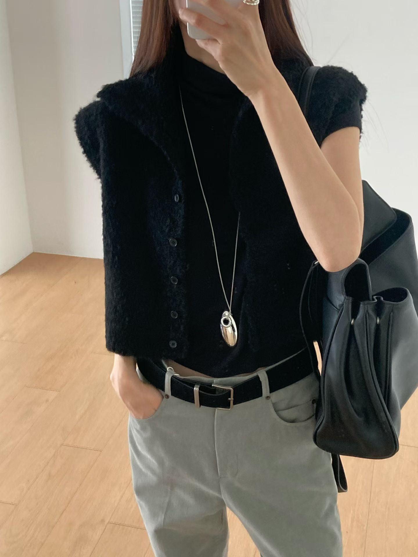 ♡毛呢感立領保暖背心♡ (C251265)