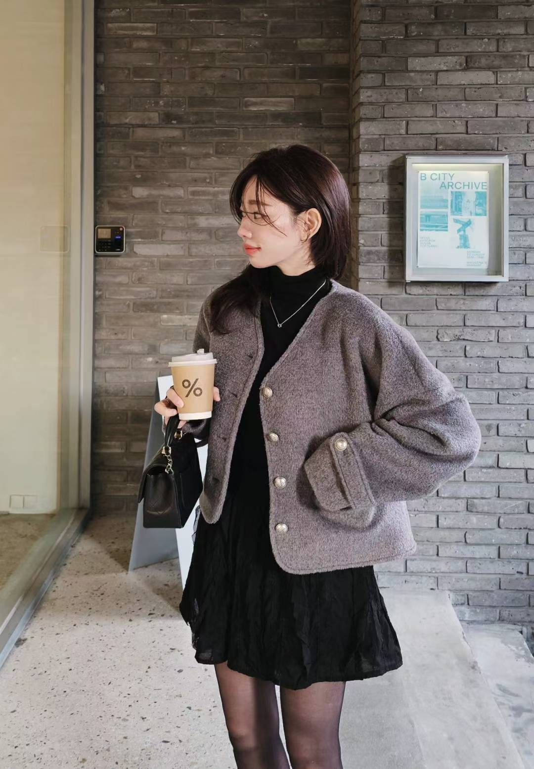 ♡Oni家♡經典混羊毛短外套 (C251207)