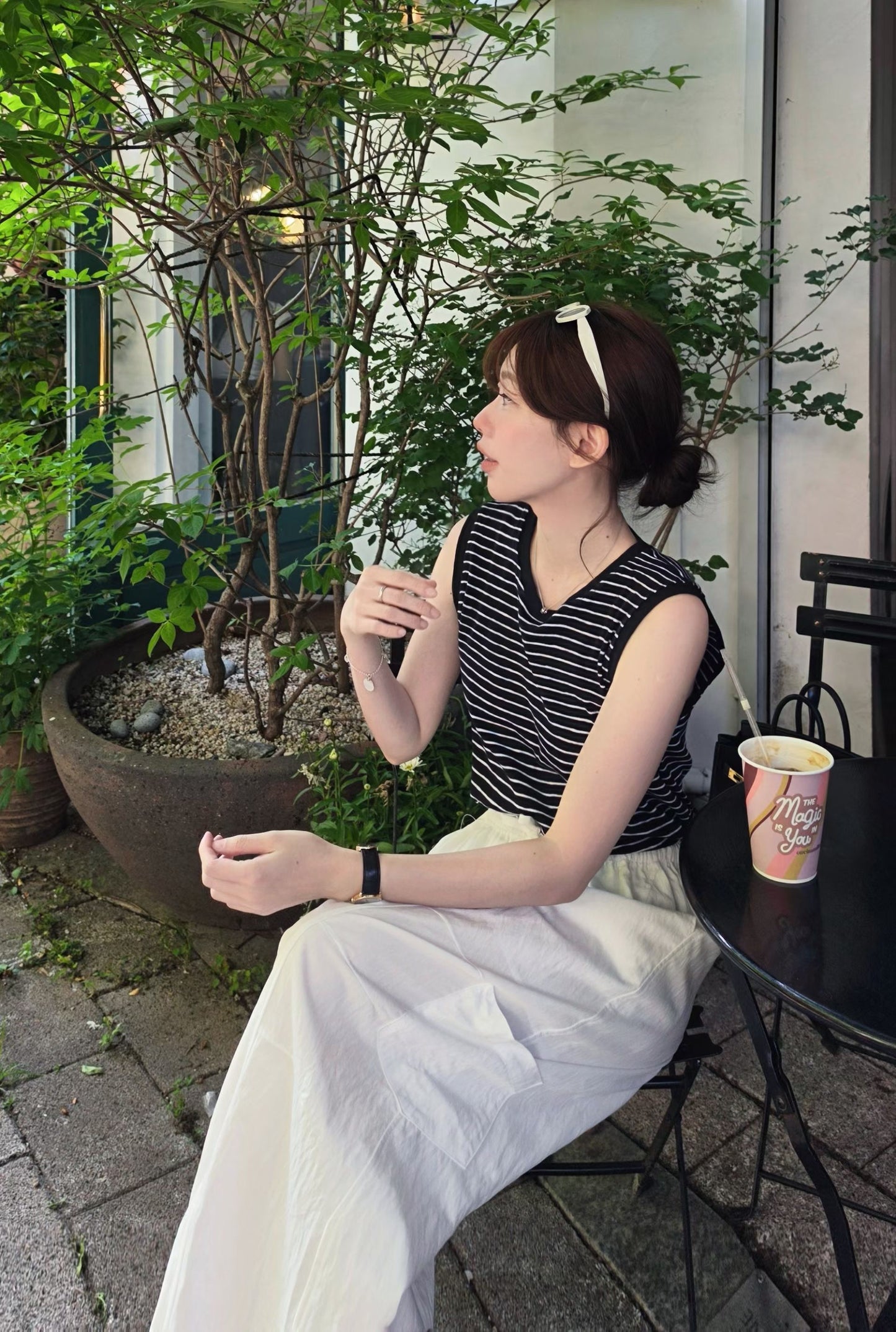 ♡Oni家♡經典條紋削肩背心T (C260662)