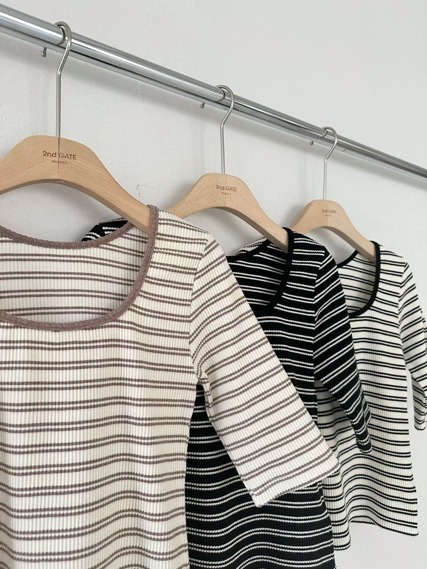 ♡方圓領兩穿五分袖上衣♡ (C251023)