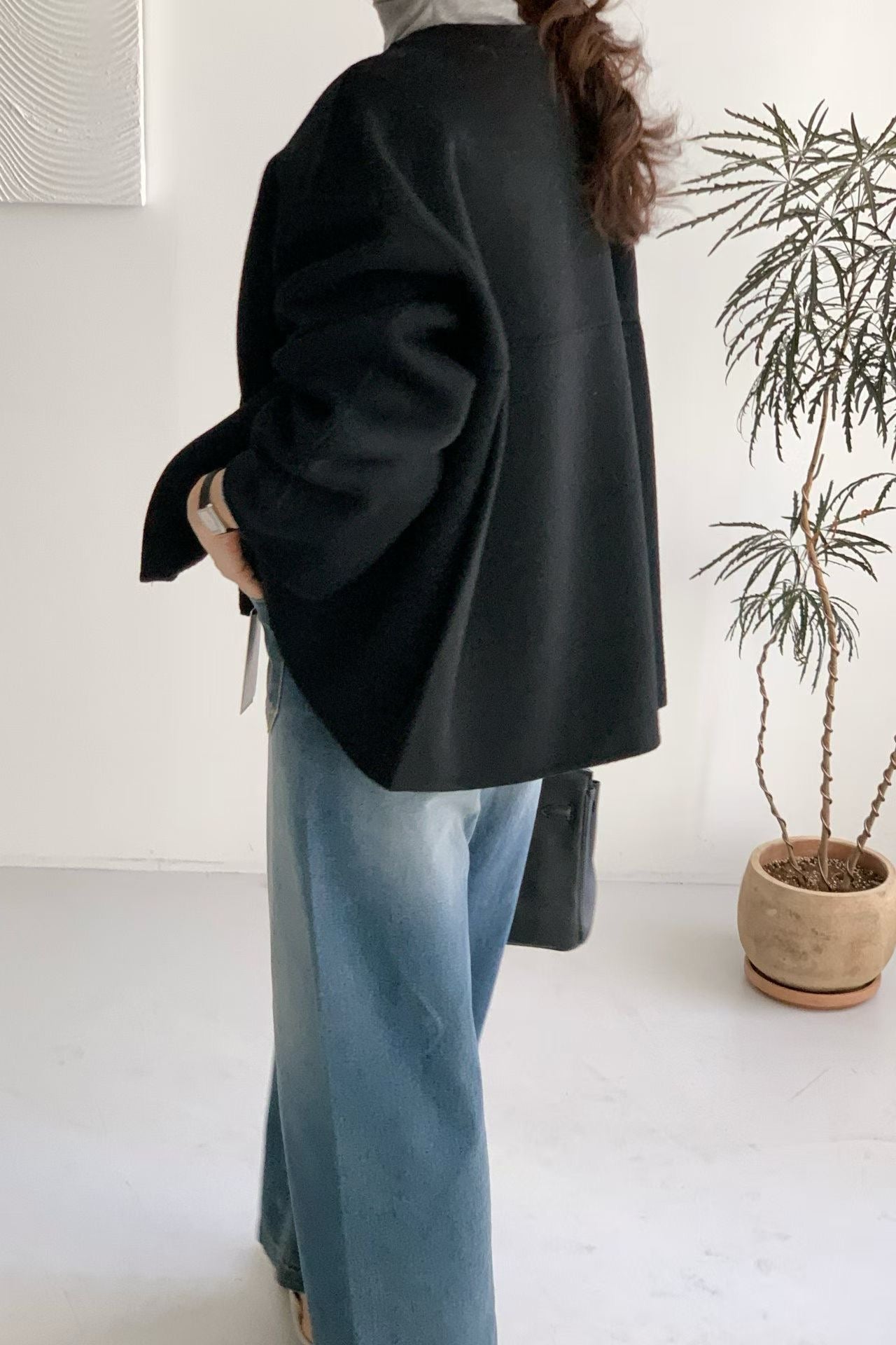 ♡百搭挺版V領手工毛呢外套♡ (C251270)