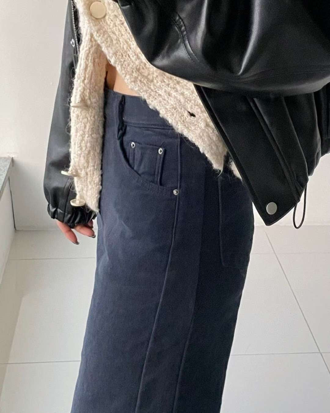 ♡冬季版拼接棉質寬褲♡ (C251151)