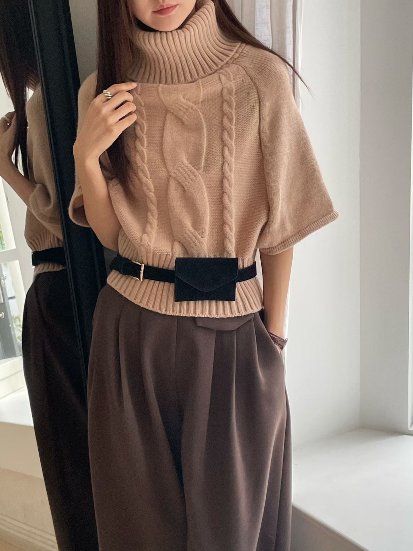 ♡一衣多穿斗篷感針織上衣♡ (C251128)