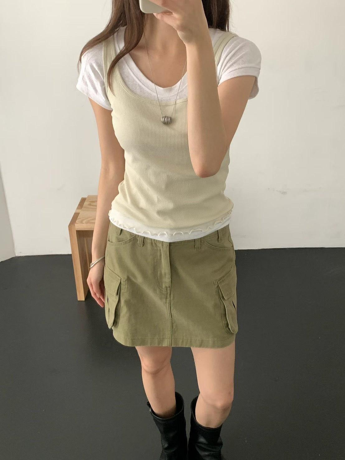 ♡率性工裝風立體口袋短裙 ♡ (C260637)