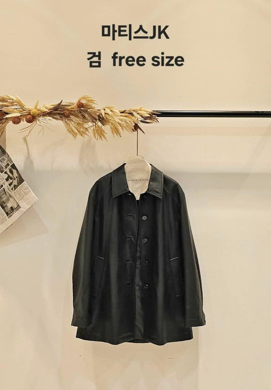 ♡Oni家♡極簡俐落仿皮革長夾克 (C251166)